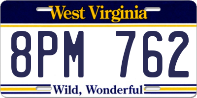 WV license plate 8PM762
