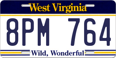 WV license plate 8PM764