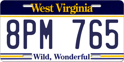 WV license plate 8PM765