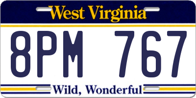 WV license plate 8PM767