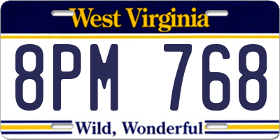 WV license plate 8PM768