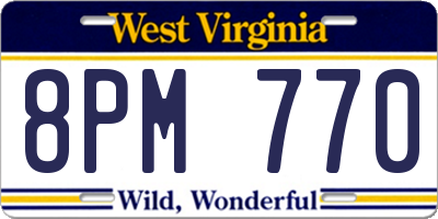 WV license plate 8PM770
