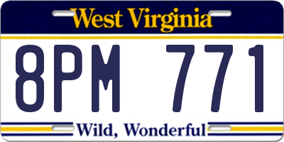 WV license plate 8PM771