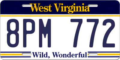 WV license plate 8PM772