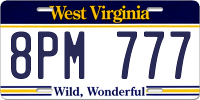 WV license plate 8PM777