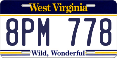 WV license plate 8PM778