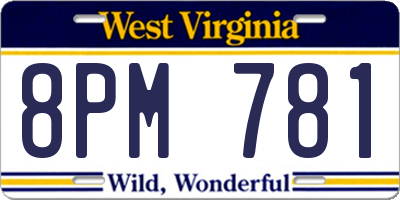 WV license plate 8PM781