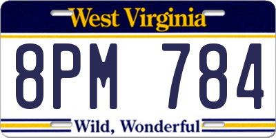 WV license plate 8PM784