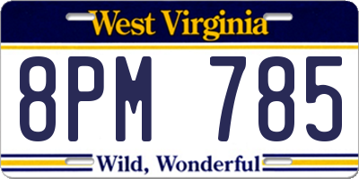 WV license plate 8PM785