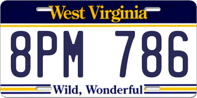 WV license plate 8PM786