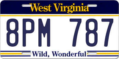 WV license plate 8PM787