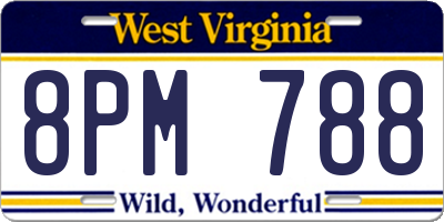 WV license plate 8PM788