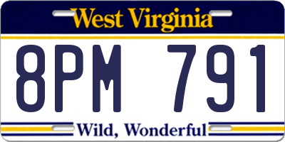 WV license plate 8PM791