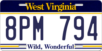 WV license plate 8PM794