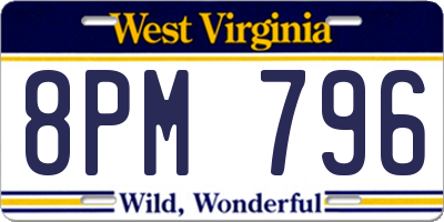 WV license plate 8PM796