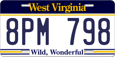 WV license plate 8PM798