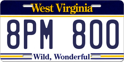 WV license plate 8PM800