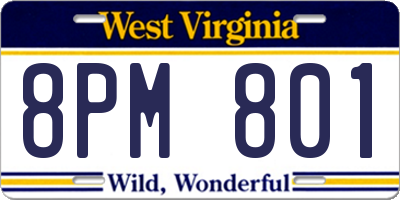 WV license plate 8PM801