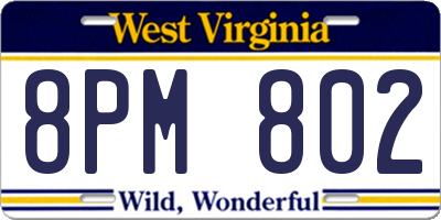 WV license plate 8PM802