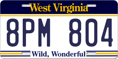 WV license plate 8PM804