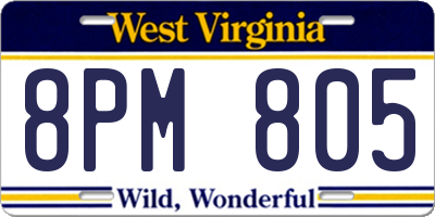 WV license plate 8PM805