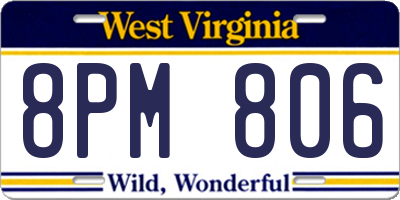 WV license plate 8PM806