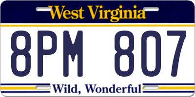WV license plate 8PM807