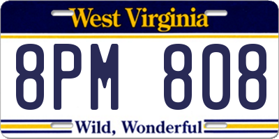 WV license plate 8PM808