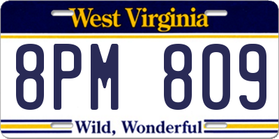 WV license plate 8PM809