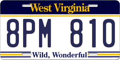 WV license plate 8PM810