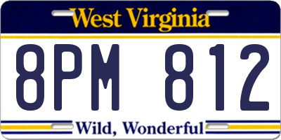 WV license plate 8PM812