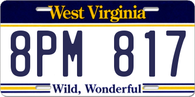 WV license plate 8PM817