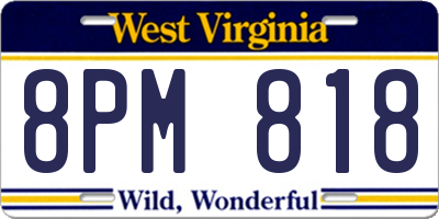 WV license plate 8PM818