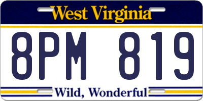 WV license plate 8PM819