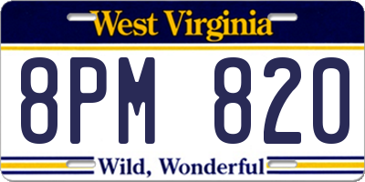WV license plate 8PM820