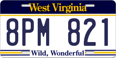WV license plate 8PM821