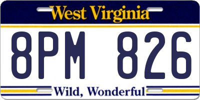 WV license plate 8PM826