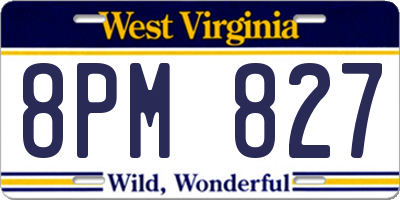 WV license plate 8PM827