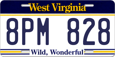 WV license plate 8PM828