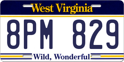 WV license plate 8PM829