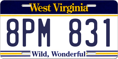 WV license plate 8PM831