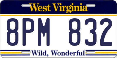 WV license plate 8PM832