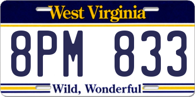 WV license plate 8PM833