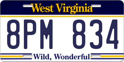 WV license plate 8PM834