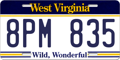 WV license plate 8PM835