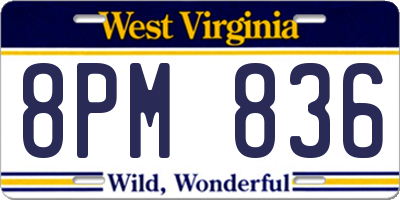 WV license plate 8PM836