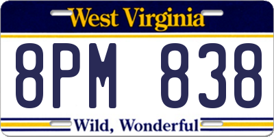 WV license plate 8PM838