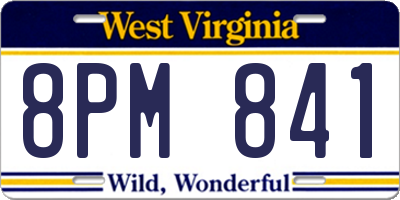 WV license plate 8PM841