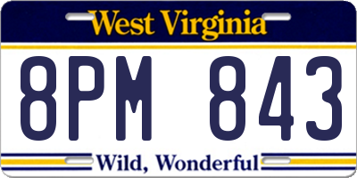 WV license plate 8PM843