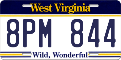 WV license plate 8PM844